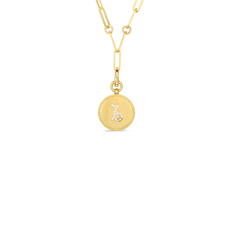 Roberto Coin Zodiac Medallion 18K Yellow Gold Diamond Capricorn Medallion Necklace